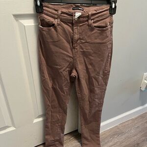 High waisted skinny jeans in mocha brown